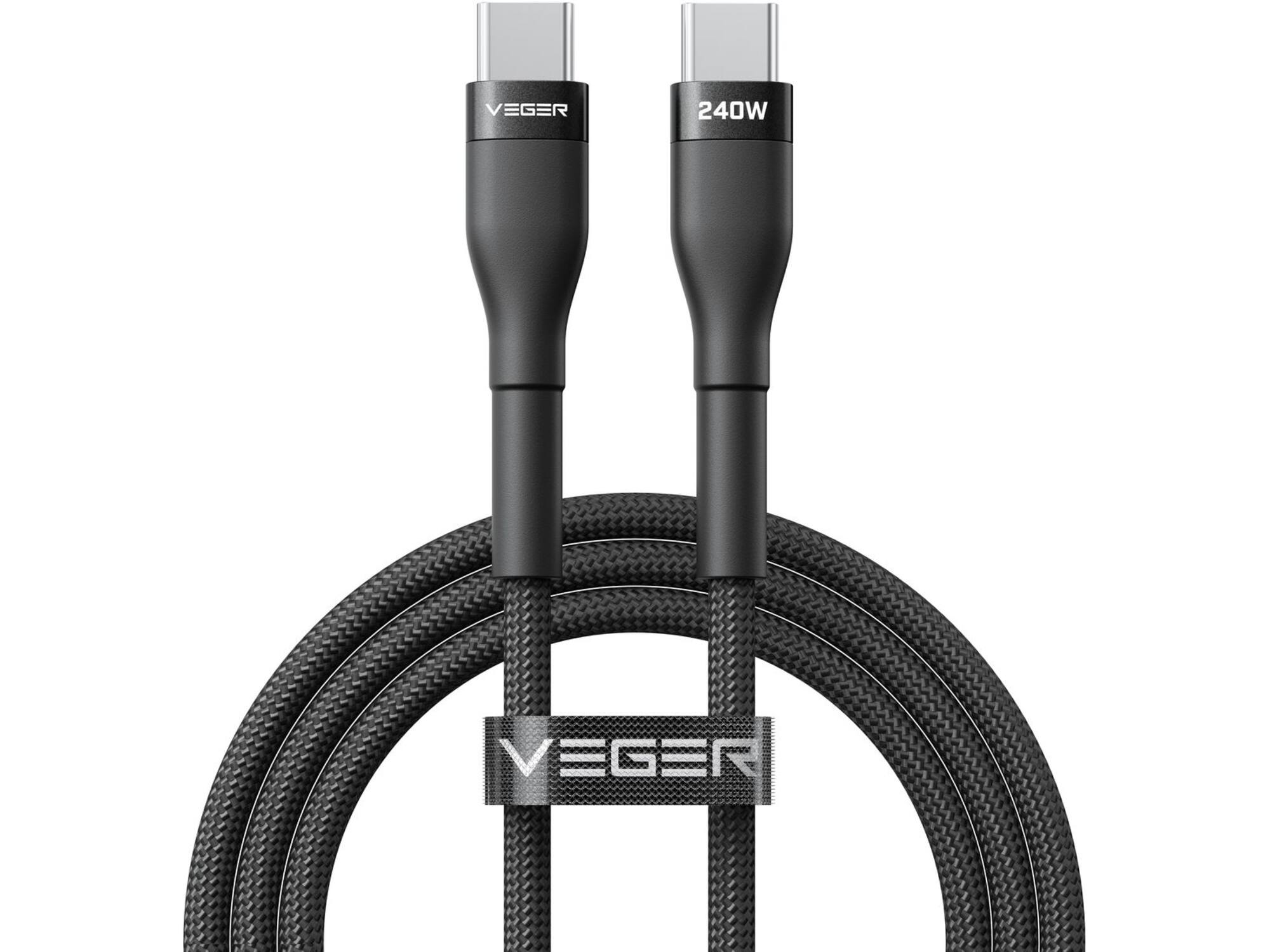 Veger CC03 USB-C naar USB-C kabel 1.5m Braided Aluminium 240 Watt