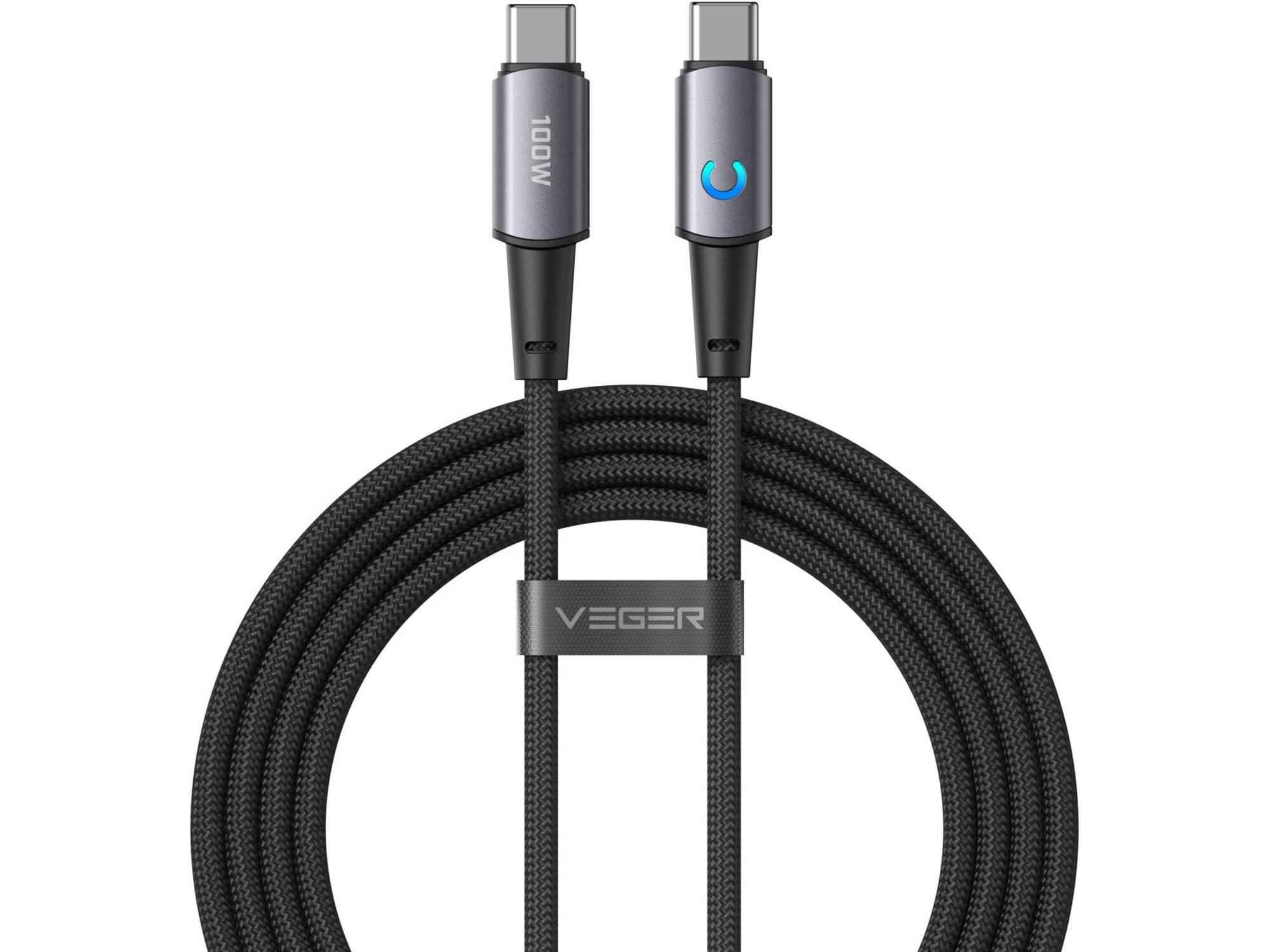 Veger CC1 USB-C naar USB-C kabel 1.5m Braided Aluminium 100 Watt