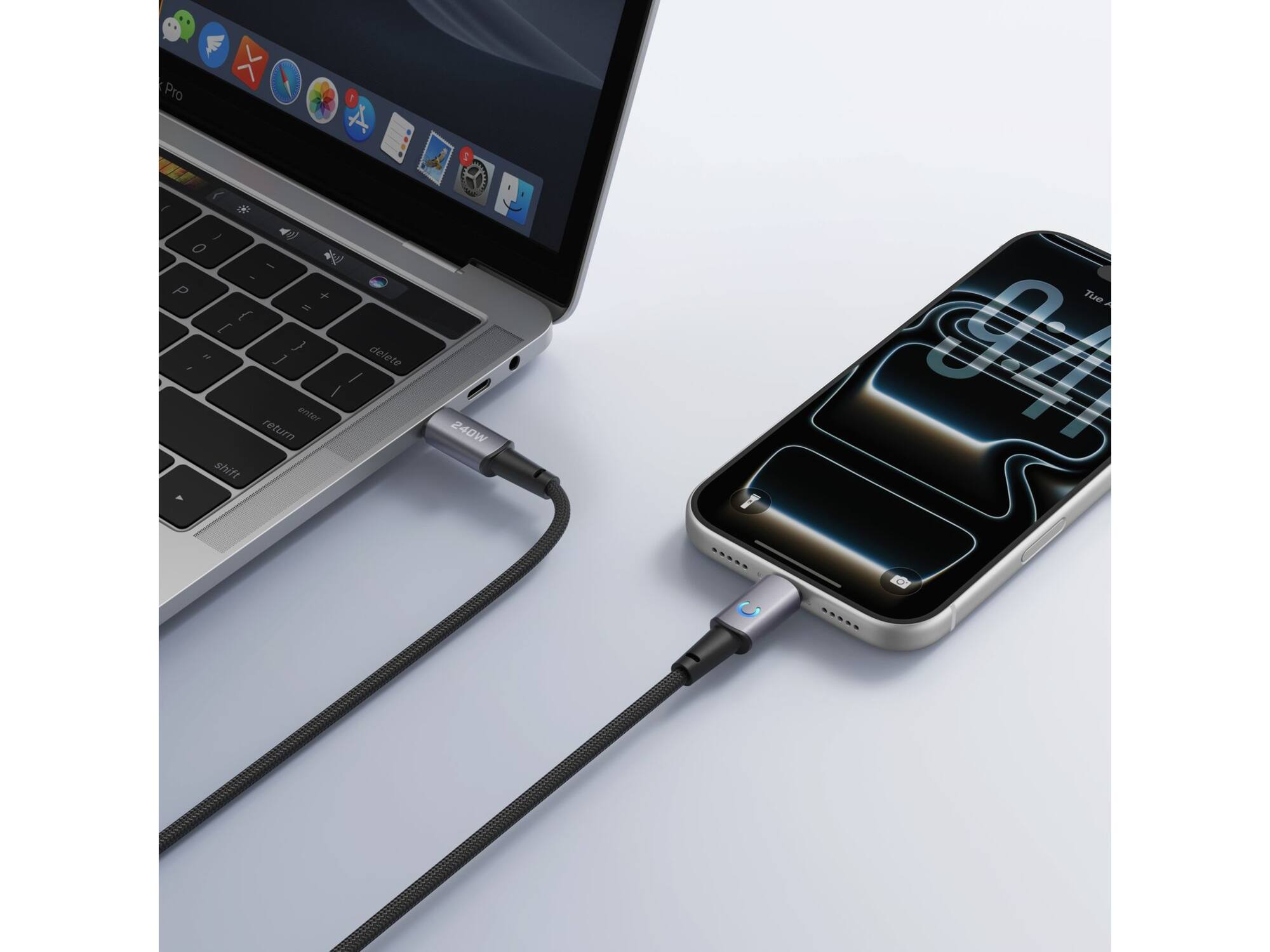 Veger CC2 USB-C naar USB-C kabel 1.5m Braided Aluminium 240 Watt