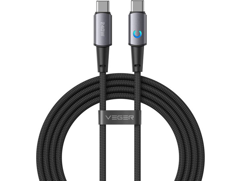 Veger CC2 USB-C naar USB-C kabel 1.5m Braided Aluminium 240 Watt