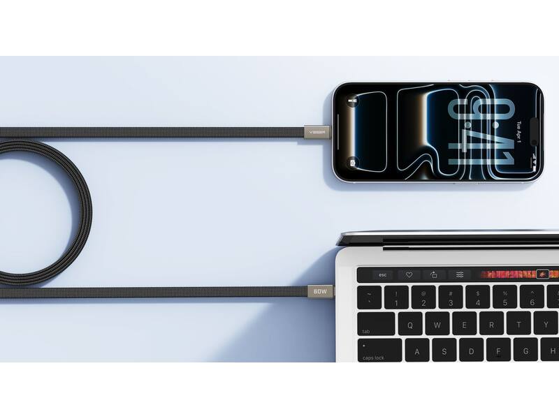 Veger CC06 USB-C naar USB-C kabel 1.2m Braided Flat 60 Watt