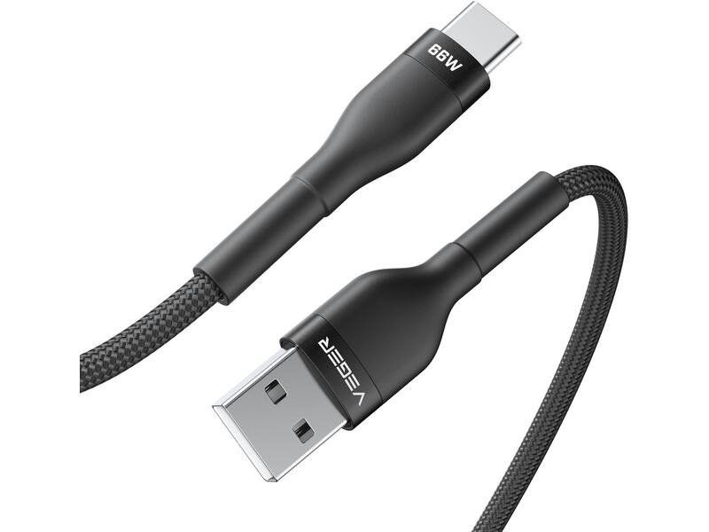 Veger AC04 USB-A naar USB-C kabel 1.2m Braided Aluminium 66 Watt